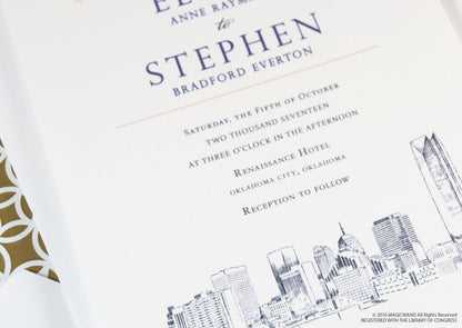 Oklahoma City Skyline Wedding Invitations Package (Sold in Sets of 10 Invitations, RSVP Cards + Envelopes)