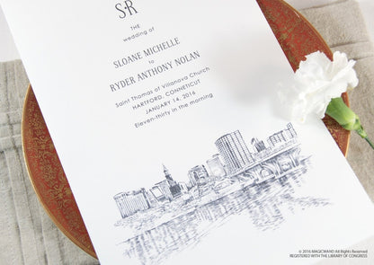 Hartford Skyline Wedding Programs (set of 25 cards)