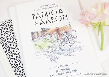 Wynn Las Vegas, Encore Skyline Destination Wedding Save the Date Cards (set of 25 cards)