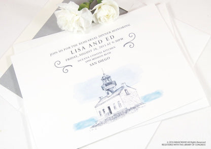 Cabrillo National Monument Skyline Rehearsal Dinner Invitations (set of 25 cards)