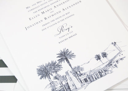 Thunderbird Country Club Skyline Rehearsal Dinner Invitations (set of 25 cards)