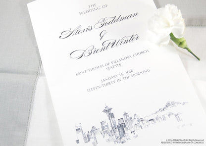 Seattle Skyline Wedding Programs (set of 25 cards)