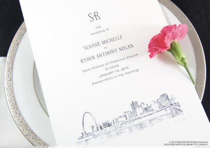 St Louis Skyline Wedding Programs (set of 25 cards)