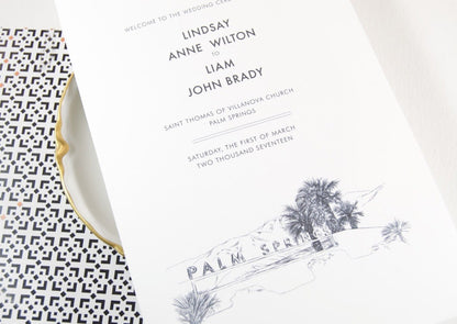 Palm Springs Skyline Destination Wedding Programs (set of 25 cards)