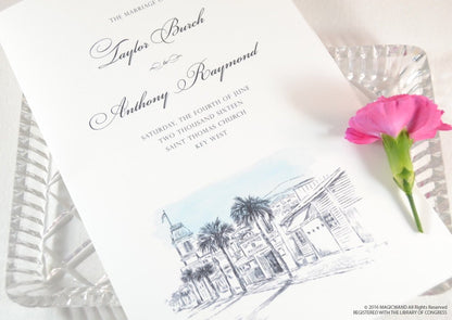 Key West Skyline Destination Wedding Programs (set of 25 cards)