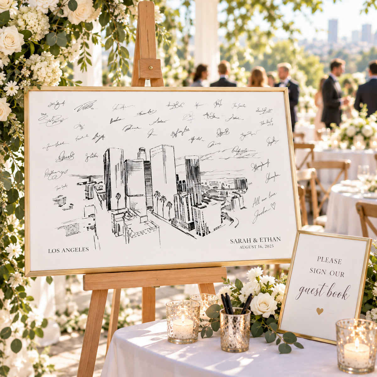 Los Angeles Wedding Guest Book Alternative | Personalized Skyline Guestbook