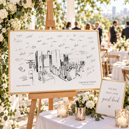 Los Angeles Wedding Guest Book Alternative | Personalized Skyline Guestbook