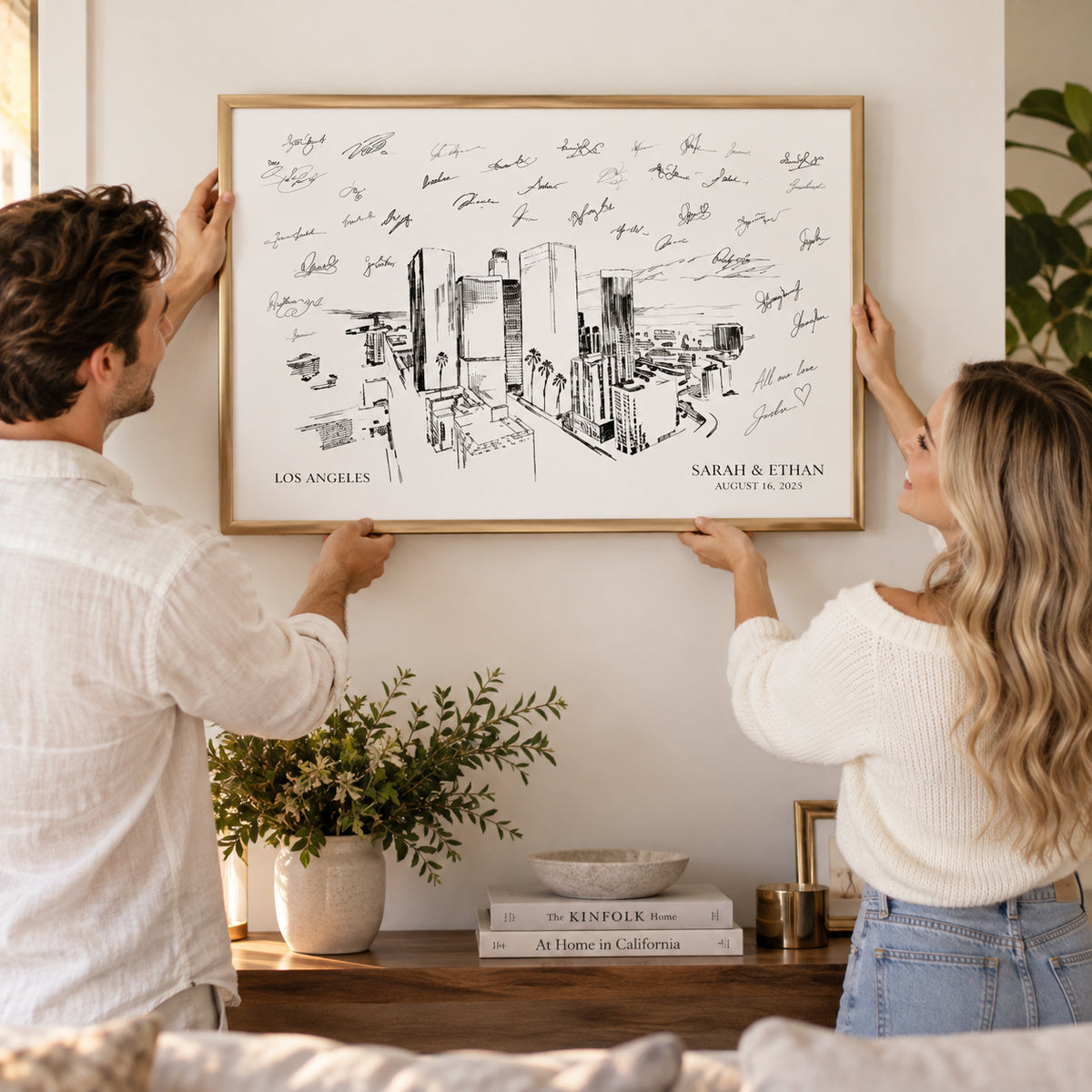 Los Angeles Wedding Guest Book Alternative | Personalized Skyline Guestbook
