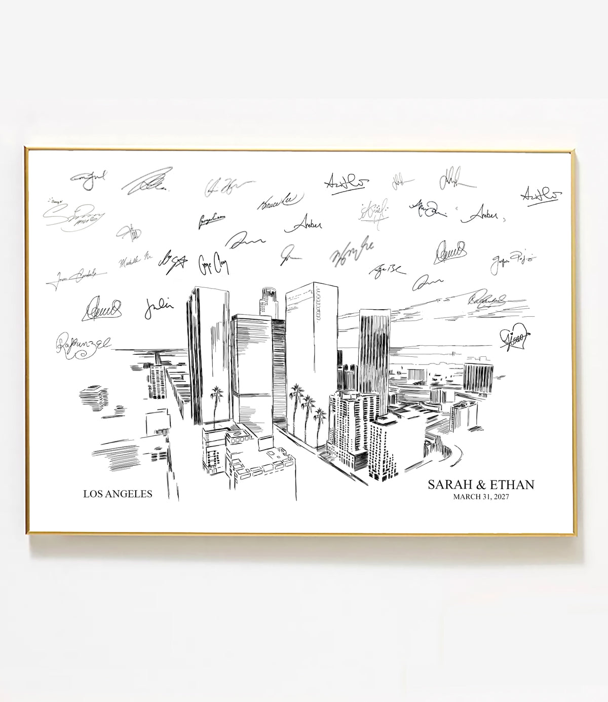 Los Angeles Wedding Guest Book Alternative | Personalized Skyline Guestbook