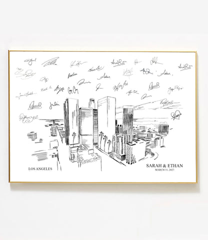 Los Angeles Wedding Guest Book Alternative | Personalized Skyline Guestbook