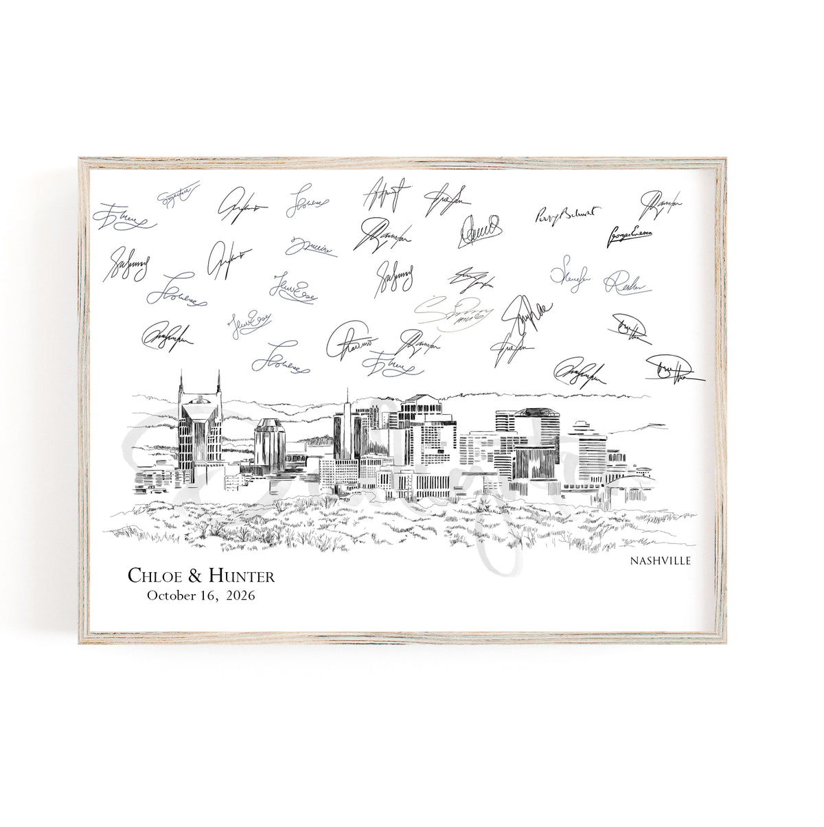 Nashville Wedding Guest Book Alternative | Personalized Skyline Guestbook