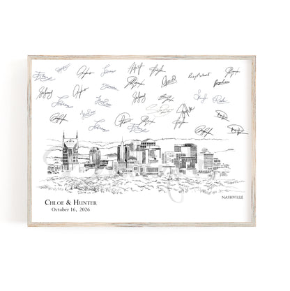 Nashville Wedding Guest Book Alternative | Personalized Skyline Guestbook