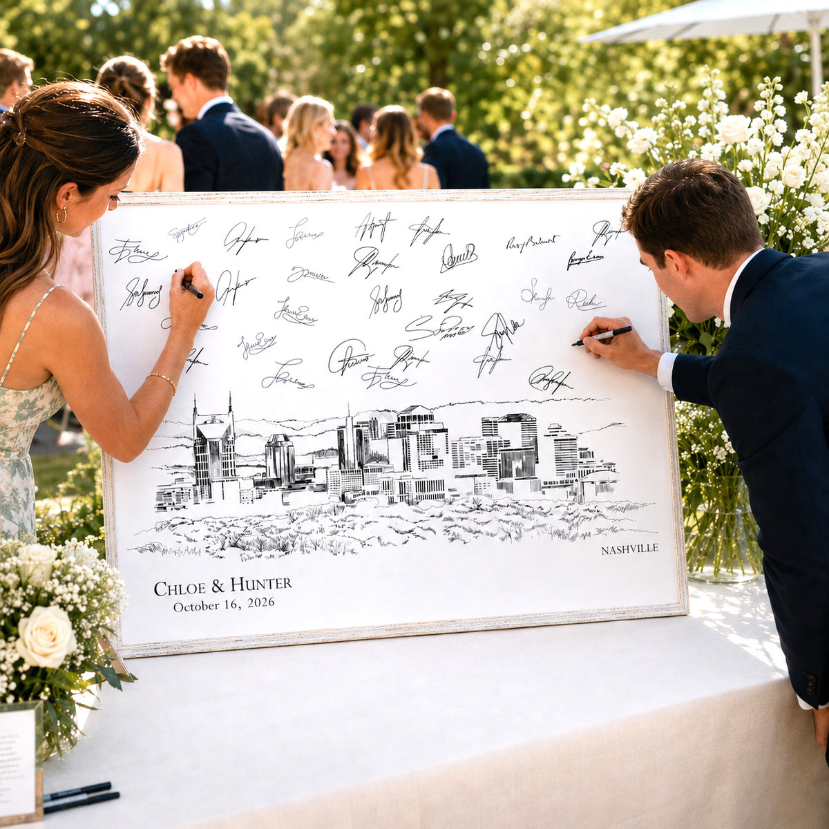 Nashville Wedding Guest Book Alternative | Personalized Skyline Guestbook