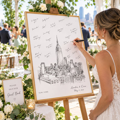 New York Skyline Wedding Guest Book Alternative | Personalized NYC Guestbook