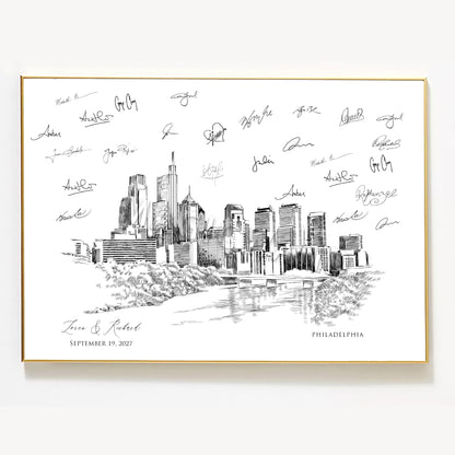 Philadelphia Wedding Guest Book Alternative | Personalized Skyline Guestbook