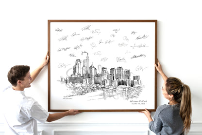 Philadelphia Guestbook Sign, PA Wedding Skyline, Guestbook, Wedding Guestbook, Philadelphia, PA, Philadelphia Skyline, Philadelphia Wedding