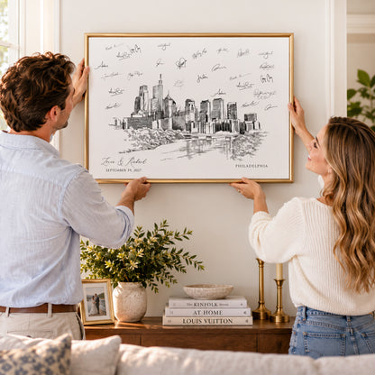 Philadelphia Wedding Guest Book Alternative | Personalized Skyline Guestbook