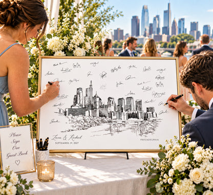 Philadelphia Wedding Guest Book Alternative | Personalized Skyline Guestbook