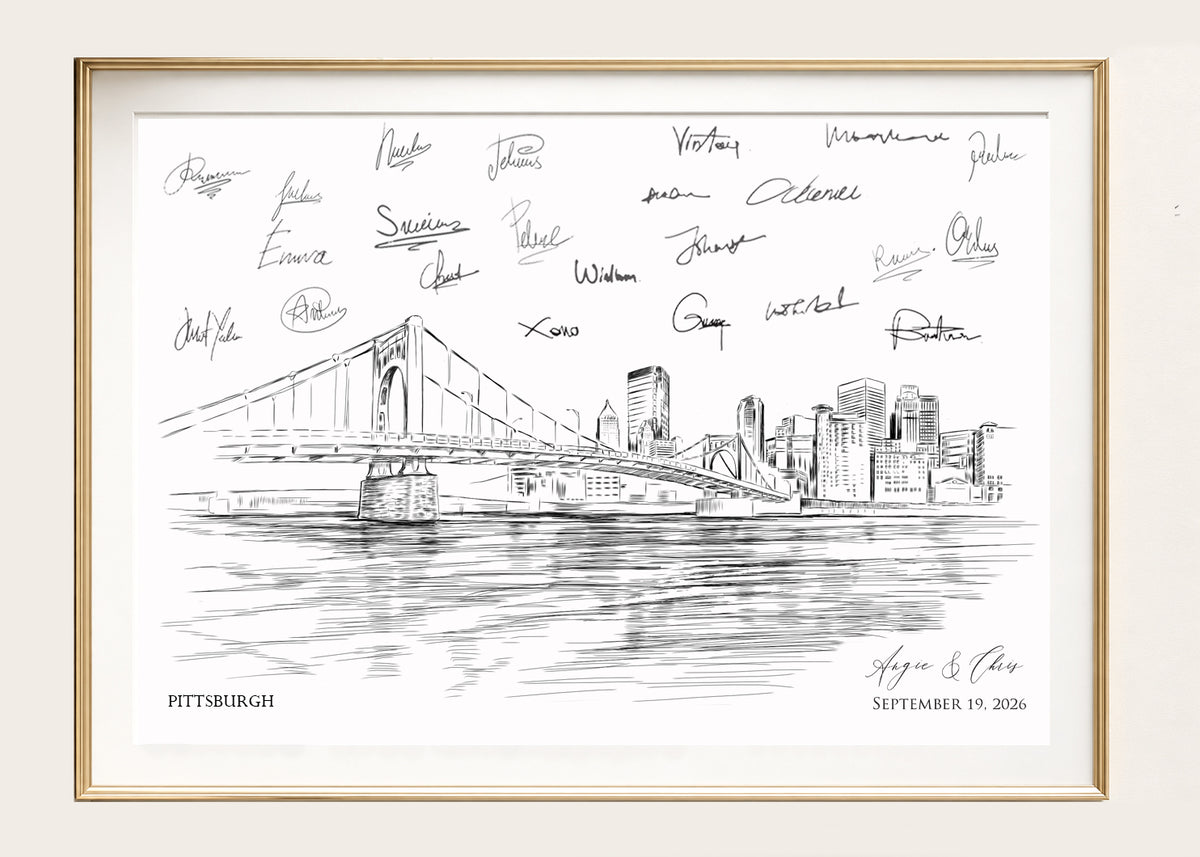 Pittsburgh Wedding Guest Book Alternative | Personalized Skyline Guestbook