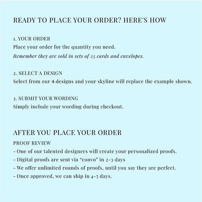 Chicago Skyline Save the Date Cards – Personalized Chicago Wedding Save the Dates (Set of 25)