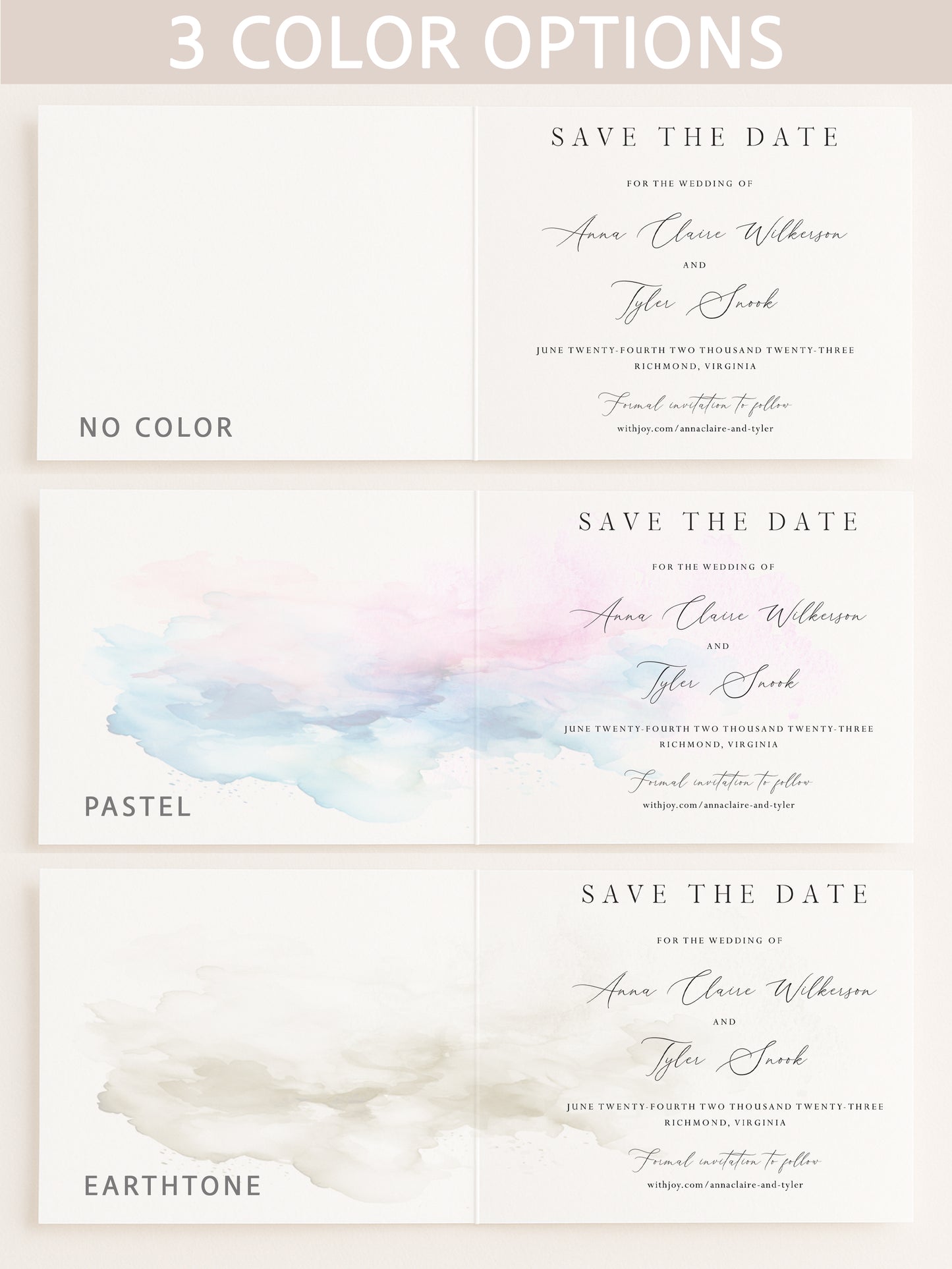 San Francisco 2-Panel Save the Date Cards on Watercolor Paper