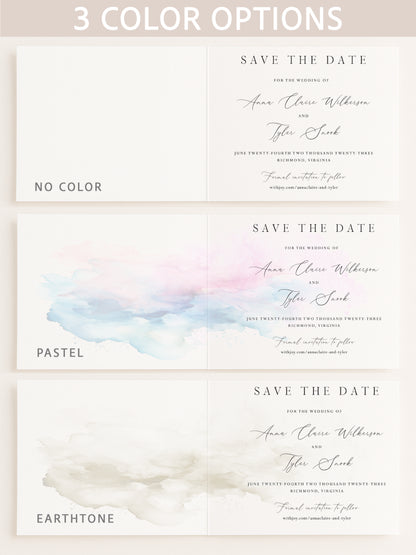 San Francisco 2-Panel Save the Date Cards on Watercolor Paper