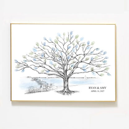 Guestbook Alternative Tree, Wedding Guest Book Sailboats Thumbprint Guest Book Alternate, Fingerprint Guestbook