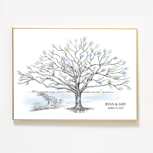 Guestbook Alternative Tree, Wedding Guest Book Sailboats Thumbprint Guest Book Alternate, Fingerprint Guestbook