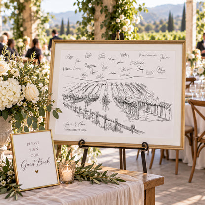 Vineyard Wedding Guest Book Alternative | Personalized Winery Guestbook