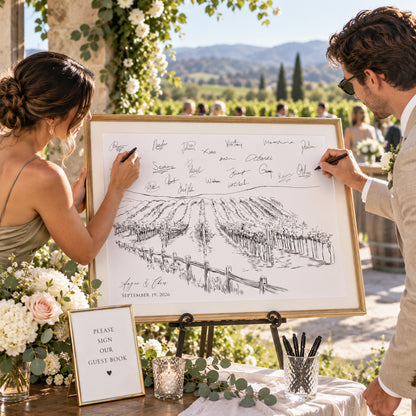 Vineyard Wedding Guest Book Alternative | Personalized Winery Guestbook