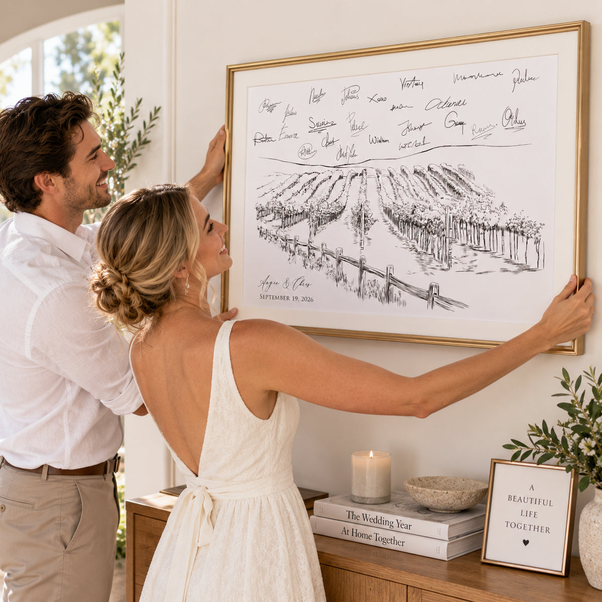 Vineyard Wedding Guest Book Alternative | Personalized Winery Guestbook