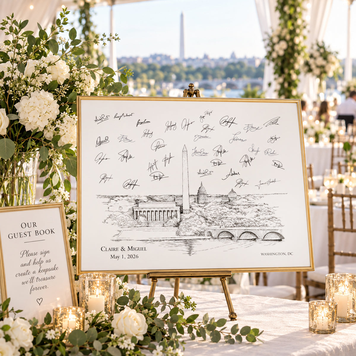 Washington DC Wedding Guest Book Alternative | Skyline Guestbook