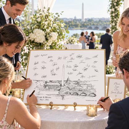 Washington DC Wedding Guest Book Alternative | Skyline Guestbook