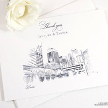 Load image into Gallery viewer, Atlanta Skyline Wedding Thank You Cards, Personal Note Cards, Bridal Shower Thank you Cards (set of 25 cards)
