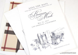 Los Angeles Skyline Hand Drawn Save the Date Cards (set of 25 cards)