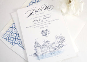 Little Mermaid Fairytale Wedding Inspired Rehearsal Dinner Invitations (set of 25 cards)