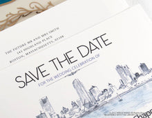 Load image into Gallery viewer, Milwaukee Wedding, Save the Date Cards, Save the Dates, Milwaukee 2017 Skyline, Northwestern Building (set of 25 cards &amp; envelopes)
