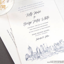 Load image into Gallery viewer, Atlanta Skyline Wedding Invitation, Atlanta Wedding, Atlanta Invite,Georgia (Sold in Sets of 10 Invitations, RSVP Cards + Envelopes)
