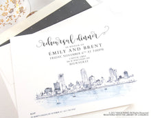Load image into Gallery viewer, Milwaukee Skyline, Northwestern Building Rehearsal Dinner Invitations (set of 25 cards)
