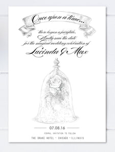 NEW Beauty and the Beast Save the Dates, Save the Date, Fairytale Wedding, Princess, Disney Wedding, Rose  (set of 25 cards)