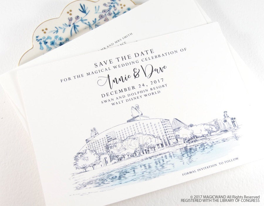 Swan and Dolphin Resort Save the Dates, Destination Wedding, Orlando Wedding, Orlando Save the Date, Disney World, STD (set of 25 cards)