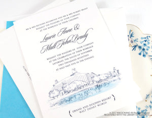 Swan and Dolphin Resort at Disney World Wedding Invitation Package (Sold in Sets of 10 Invitations, RSVP Cards + Envelopes)