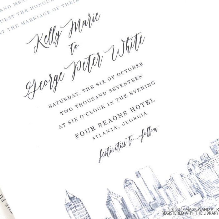 Atlanta Skyline Wedding Invitation, Atlanta Wedding, Atlanta Invite,Georgia (Sold in Sets of 10 Invitations, RSVP Cards + Envelopes)