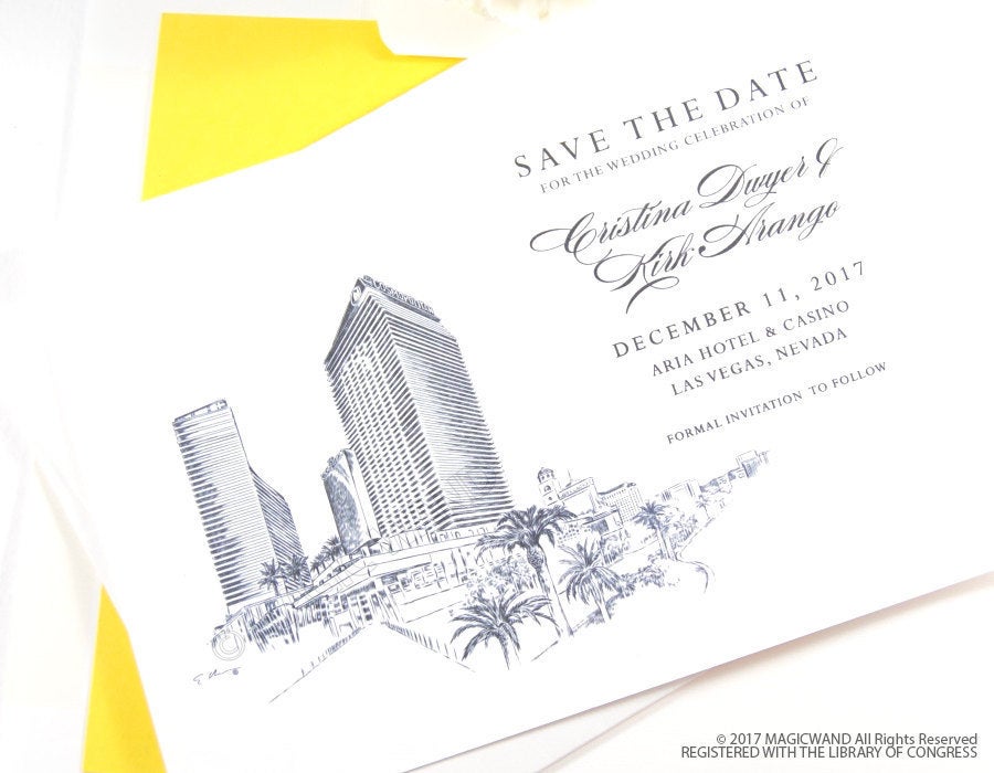 Cosmopolitan Hotel Las Vegas Save the Dates, Destination Wedding Save the Date, Las Vegas Wedding, Venue STD (set of 25 cards and envelopes)