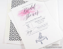 Load image into Gallery viewer, Cinderella&#39;s Glass Slipper Bridal Shower Invitations, Fairytale Wedding, Disney, Hand Drawn (set of 25 cards &amp; envelopes)
