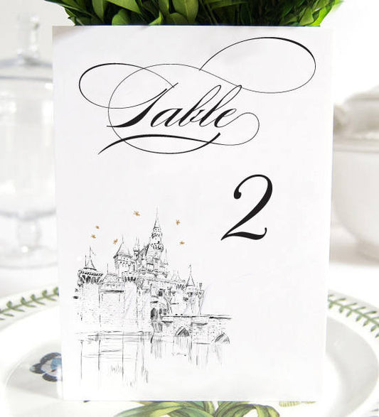 Disneyland InspiredCastle, Fairytale Wedding, Disney Table Numbers (1-10)