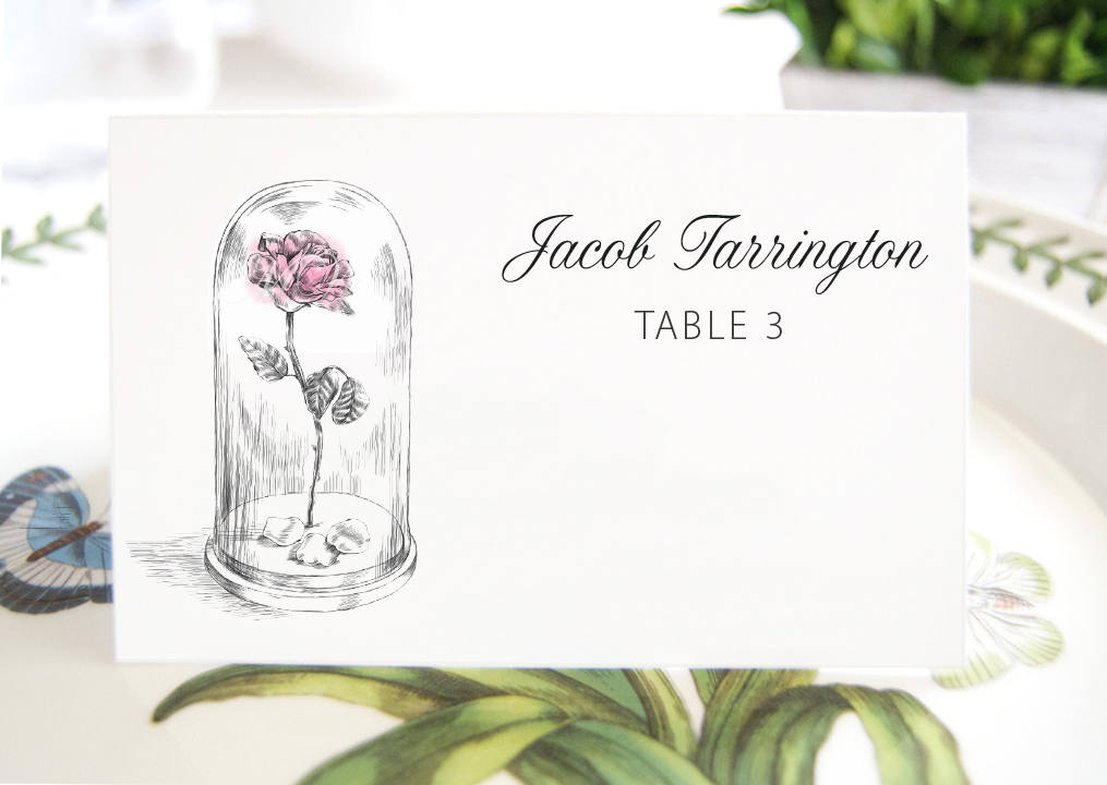 Beauty and the Beast Place Cards, Fairytale Wedding, Placecards, Escort Cards, Disney Wedding, Custom with Guests Names (Set of 25 Cards)