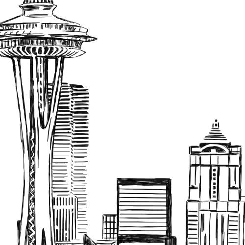 Seattle Skyline Guestbook Print, Guest Book, Bridal Shower, Seattle Wedding, Custom, Alternative Guest Book, Sign-in (8 x 10 - 24 x 36)