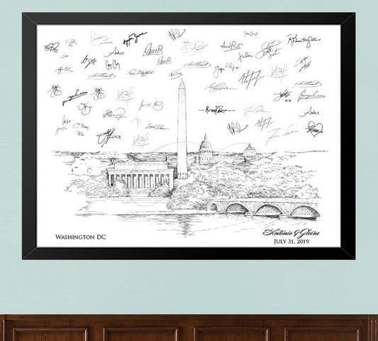 Washington, DC Wedding Guest Book Alternative Print, DC Skyline, Wedding Guestbook, Bridal Shower, DC Wedding, Guestbook, Sign-in, Free Pen!