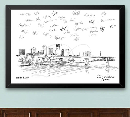 Little Rock Skyline Guestbook Print, Guest Book, Bridal Shower, Arkansas Wedding, Custom, Alternative Guest Book, Sign In (8 x 10 - 24 x 36)